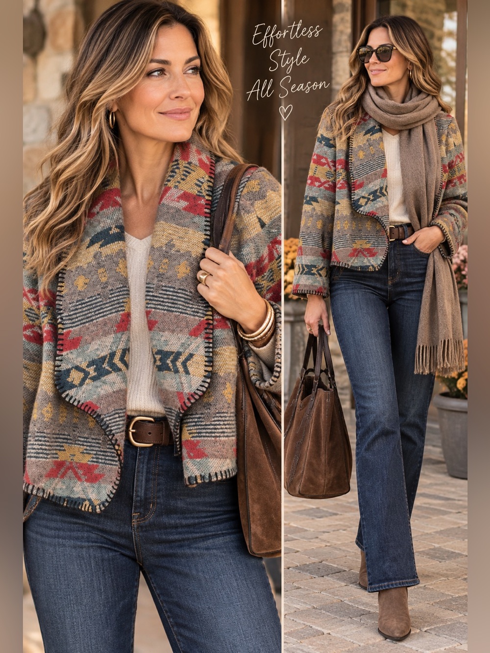 Rough Rider by Circle T Southwestern Aztec Blanket Jacket | Open Front | L-XL
